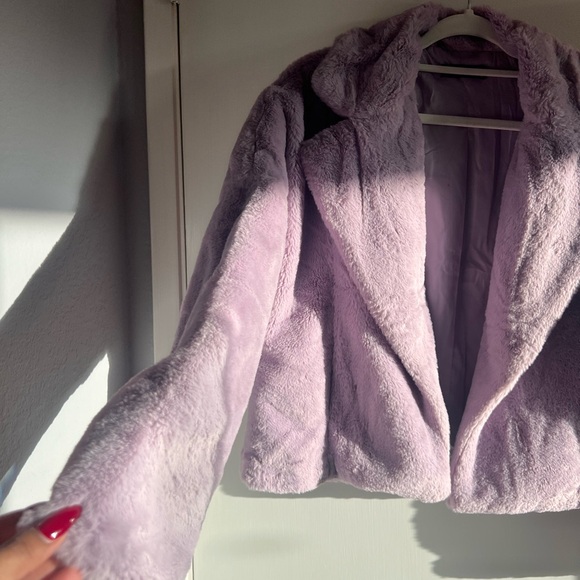 Women's Winter Cropped Faux Fur Bolero Jacket Notch Lapel Collar Dropped Coat - Picture 8 of 16